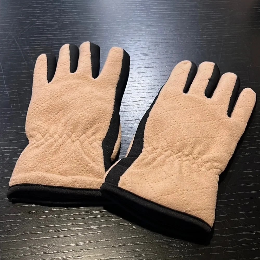 Tan and Black Insulated Winter Gloves